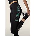 leggings 7/8 vita alta in tessuto tecnico con banda floreale black-all flow green+bronze donna