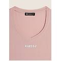 t-shirt corta in modal elasticizzato con scollo a v pale mauve donna extra small