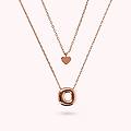 collana multifilo graduata catena forzatina con ciondolo cuore e pendente lettera