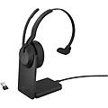 evolve2 55 auricolare con cavo e senza cavo a padiglione ufficio bluetooth base di ricarica nero