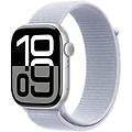 watch 10 46mm gps cassa in alluminio color argento con sport loop nuvola azzurra