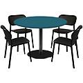 set da pranzo rome con 4 sedie 120x120x75x120 cm (lxlxhx&oslash;) blu struttura nero rotonda