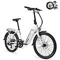 bicicletta elettrica pieghevole da turismo swan white ruote da 24