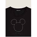 t-shirt cropped da donna con mickey mouse in strass nero donna small