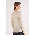 maglia manica lunga girocollo 100% lana merino donna beige taglia m