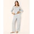 pantalone lungo pigiama in tencel modal con pizzo / grigio melange chiaro / xl grigio melange