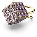 anello cocktail curiosa taglio squadrato viola placcato color oro 50