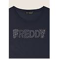 t-shirt in jersey modal con logo strass dark sapphire donna extra small