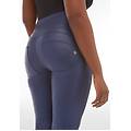 pantaloni push up wr. up vita alta tessuto lucido wet effect blue donna medium