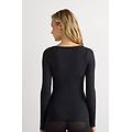 maglia scollo a v in modal ultralight con cashmere donna nero taglia l