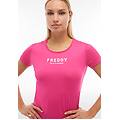 t-shirt sportiva in tessuto tecnico traspirante fuchsia purple donna small