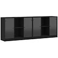 - libreria con ante nera 204x37x75 cm in legno multistrato