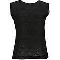 t-shirt senza maniche in pizzo con drappeggio posteriore