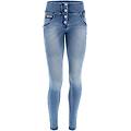 jeans push up wr. up vita media denim ecologico effetto used denim blu scuro-blue seams donna xxs