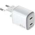 caricabatterie universale 45w con 2 porte usb-c bianco