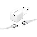 alimentatore usb-c 30w gan con cavo usb-c bianco