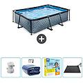 - piscina fuori terra rettangolo 220x150x65 cm grigio include accessori coordinati cb69