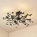 plafoniera yos a 8 luci 85 cm nero-oro e14