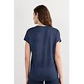 maglia manica corta con scollo a v in lino the pure linen donna blu taglia m