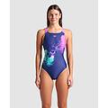 pezzo unico donna navy-multi-shocking pink