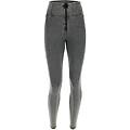 jeggings push up wr. up 7/8 superskinny vita alta con zip gray jeans-yellow seams donna xxs