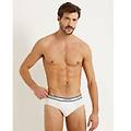 slip tinta unita in jersey elasticizzato con elastico a contrasto new fashion color / bianco ottico