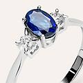 anello solitario elizabeth crown oro bianco zaffiro diamante collezione elizabeth crown misura 54
