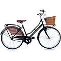 bicicletta donna da passeggio 26 bici città vintage con cestino in vimini nera