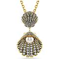 pendente idyllia crystal pearl taglio misto conchiglia bianco placcato color oro