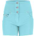 shorts push up wr. up tessuto denim navetta ecologico vita alta con bottoni aqua sea donna large