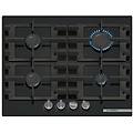 serie 4 pnp6b6k40 piano cottura a gas in vetro temperato 60 cm 4 fuochi griglie in ghisa nero