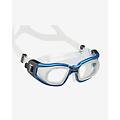 occhialini nuoto galileo glass bianco blu con lenti trasparenti
