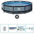 - piscina fuori terra in giro 360x360x76 cm grigio include accessori coordinati cb21