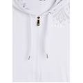 felpa zip leggera con cappuccio e dettagli floreali bianco donna extra large