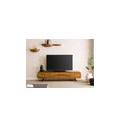mobile tv in legno di acacia 204x40x45 laccato naturale / marmo scuro montreal #123