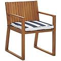 - sedia da giardino in legno marrone chiaro con cuscino a strisce blu sassari