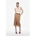 gonna midi effetto suede con spacco frontale