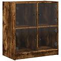 - mobile con ante in vetro rovere fumo 68x37x75 5 cm