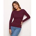 maglia girocollo basic in tencel modal con cashmere / prugna / l prugna