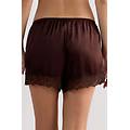 pantaloncino in seta con pizzo donna marrone taglia s