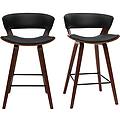sgabelli da bar design nero e legno scuro h65 cm (set di 2) syrah
