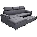 milanihome. it divano letto con penisola ergonomico con poggiatesta regolabile grigio scuro 234 x 84