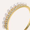 anello riviere gabrielle oro giallo perla d'acqua dolce cubic zirconia collezione gabrielle misura
