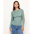 maglia scollo a barchetta basic in tencel modal con seta / verde salvia / m verde salvia