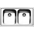 lavello roma 86x50 cm inox spazzolato 2v 2 vasche piletta 3 5''