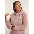 felpa con cappuccio incrociato e maniche in sherpa fawn donna extra large