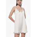 abito corto con spalline e scollo a v con pizzo