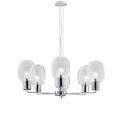 luce ambiente design lampadario neoclassico fellini grigio paralume trasparente 6x e27