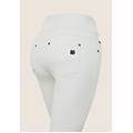 pantalone skinny vita media senza bottoni in similpelle bianco donna large