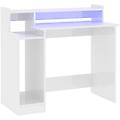scrivania campoamor con luce led e ripiani 90x97x45 cm bianca